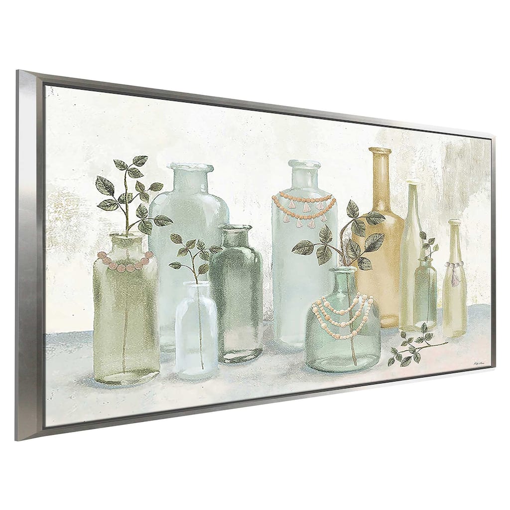 "Glass Bottles with Tassels" Print on Floating Canvas