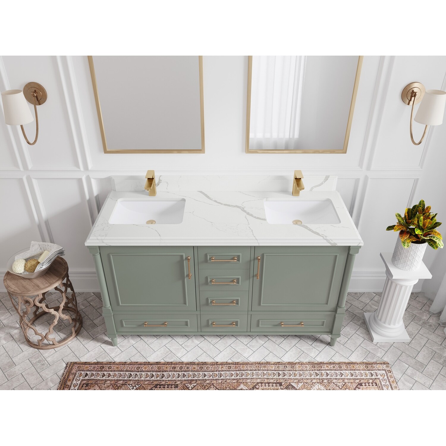 Willow Collections 60 in. W x 22 in. D Aberdeen Double Sink Bathroom Vanity with Countertop