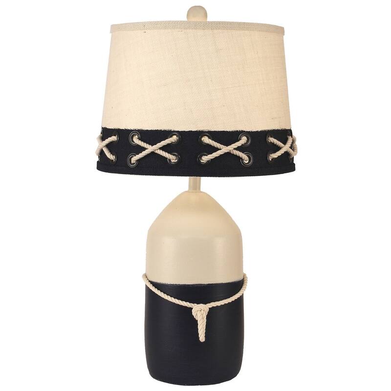 Coastal Buoy Table Lamp with White Rope - Large - Cottage and Navy