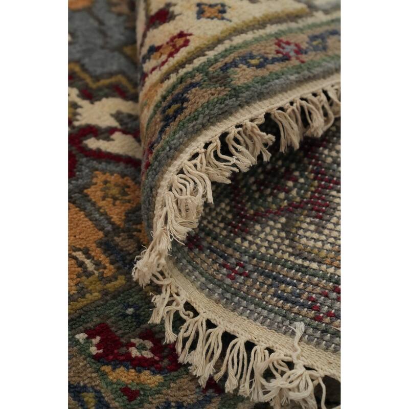 Hand Knotted Oriental 100% Wool Carpet Traditional Medallion Greys & Charcoal Heriz (serapi) Area Rug - 6' 1'' X 4' 0''