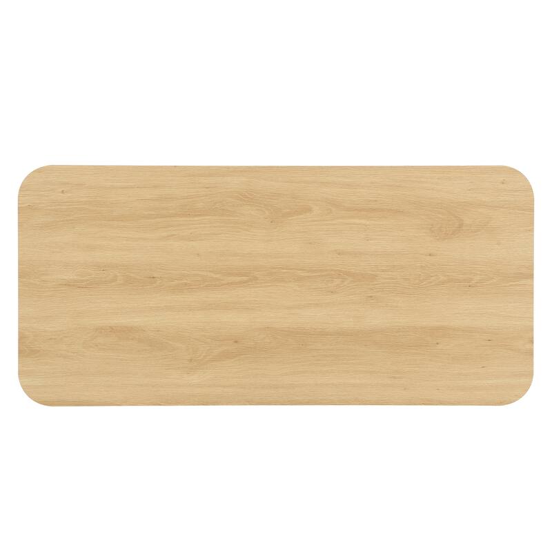 Aron Mid-Century Modern Coffee Table with Semi-Open Tambour Doors and 4 Hidden Storage Compartments, 47.24"
