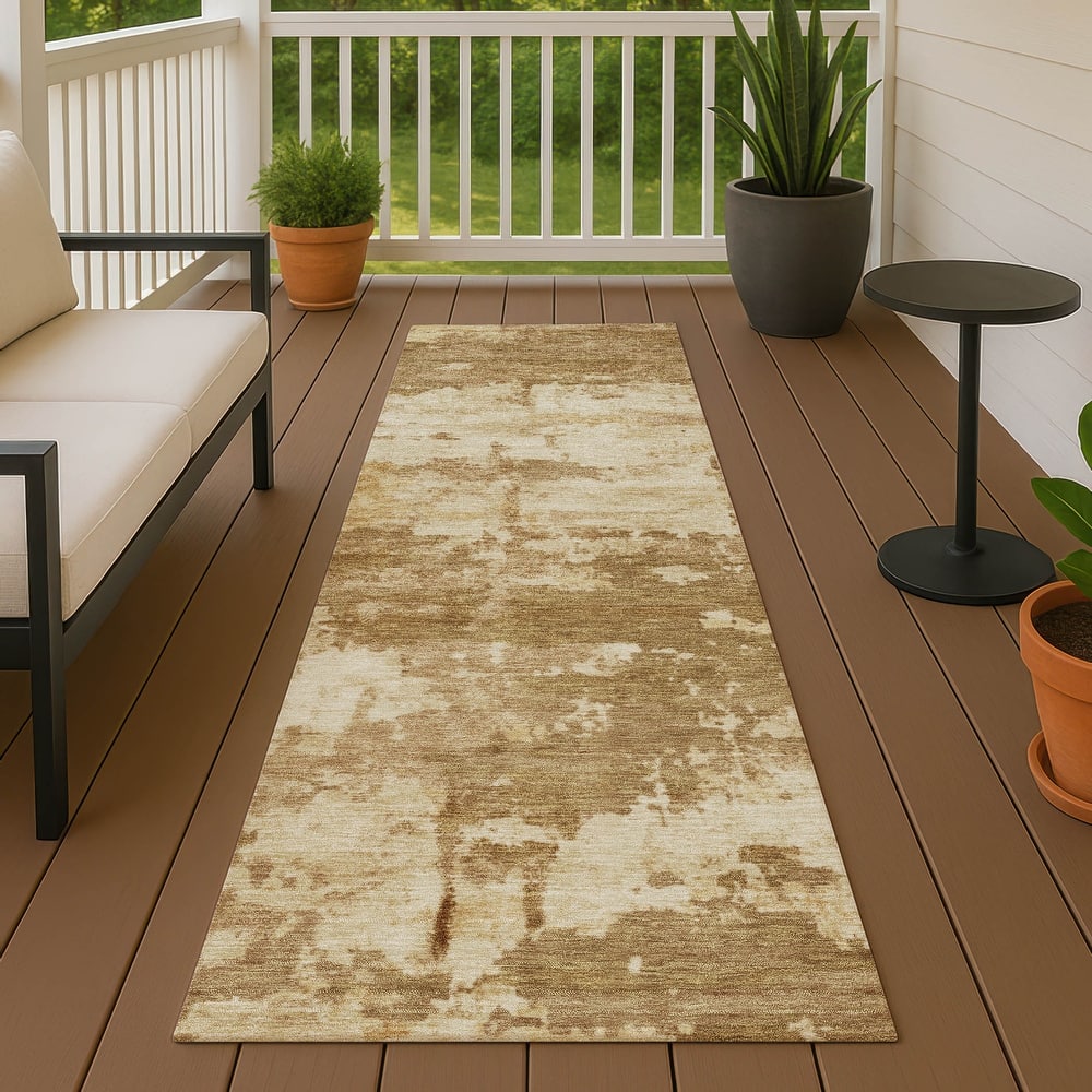 Machine Washable Indoor/ Outdoor Crouppen Modern Chantille Rug