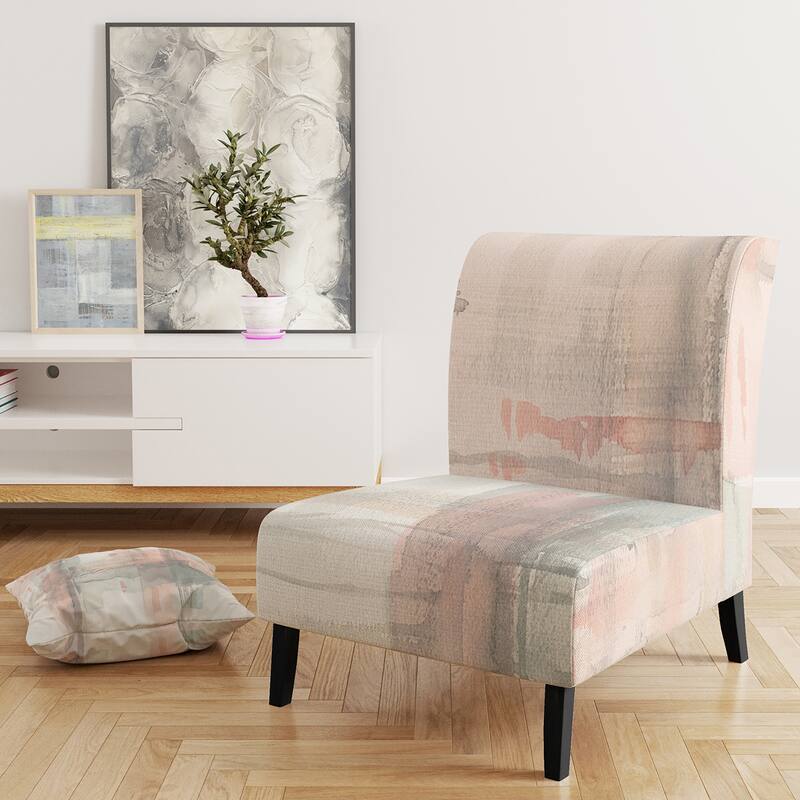 Designart "Intersect II Grey" Upholstered Pink Modern Accent Chair - Arm Chair