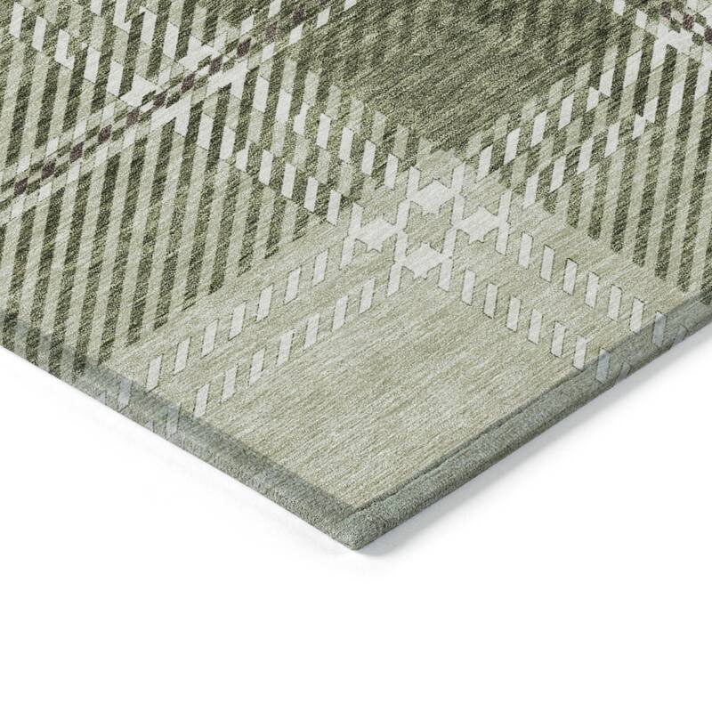 HomeRoots Plaid Transitional Rectangle Outdoor Rug