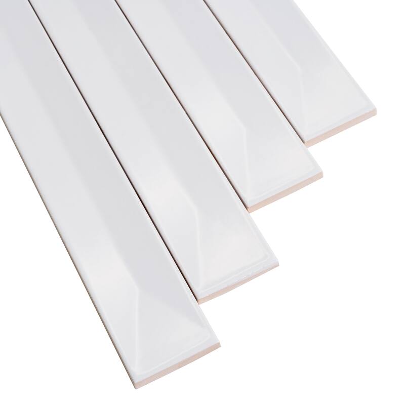 Apollo tile 2" x 16" Horizonte Glossy Snow White Ceramic Tile (10.76 sq ft/case) - 50 Pack