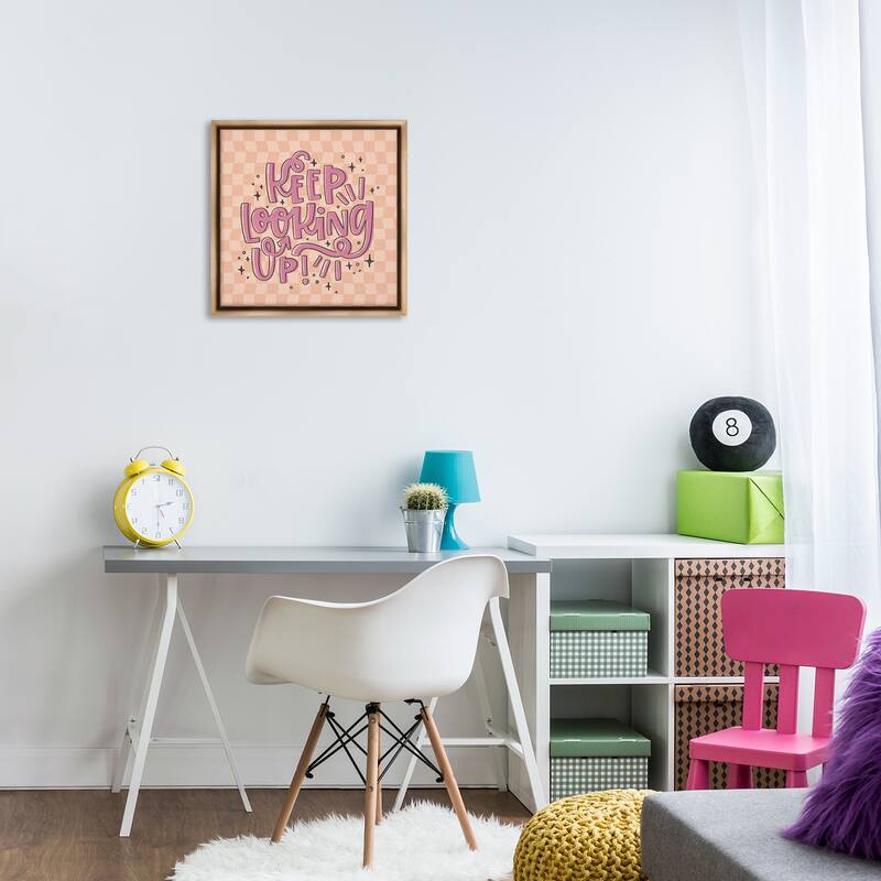 Stupell Keep Looking Up on Checkered Framed Floater Canvas Wall Art Design By Sarah Hickman