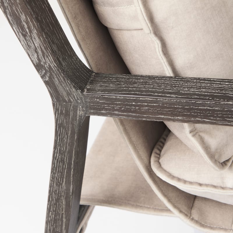 Brayden Light Brown Wood w/ Beige Fabric Seat Accent Chair
