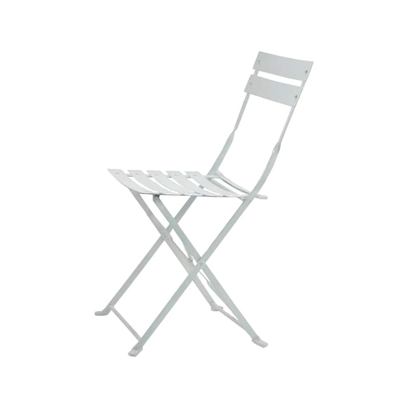 Set of Two White Aluminum Outdoor Folding Dining Chairs