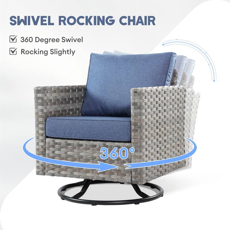 XIZZI 7-piece Outdoor Patio Furniture Rattan Wicker Conversation Set