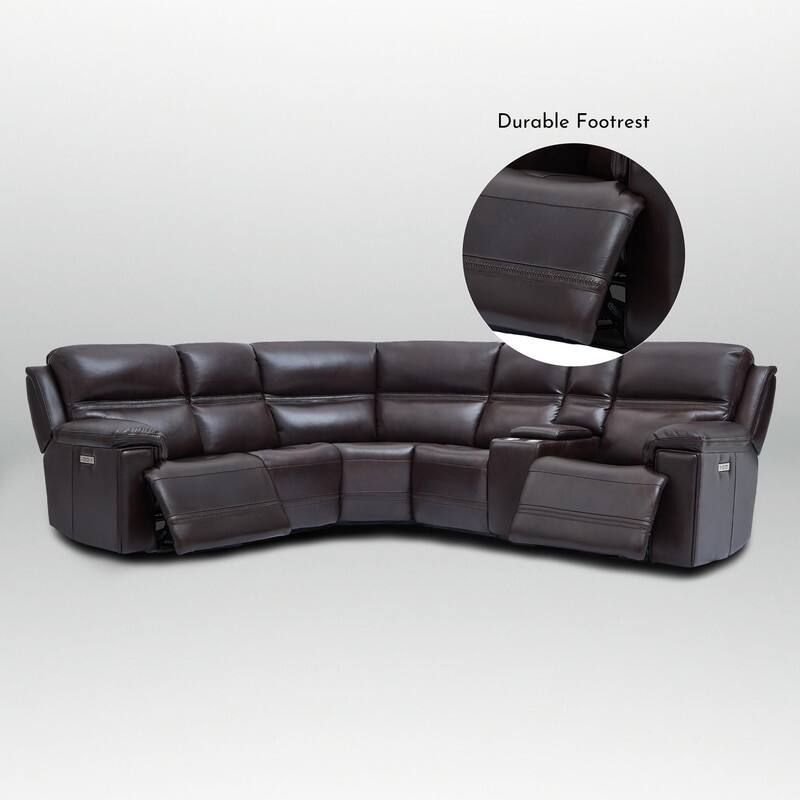 121" W Genuine Leather Dual-Power Sectional Sofa with Two Consoles, Zero Gravity, UsB & Type-c Ports and1 Power armless chair