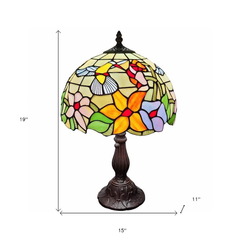 HomeRoots 18" Tiffany Style Floral Table Lamp - 15