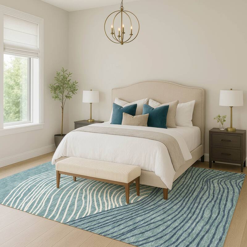 Machine Washable Indoor/ Outdoor Modern Arches Chantille Rug