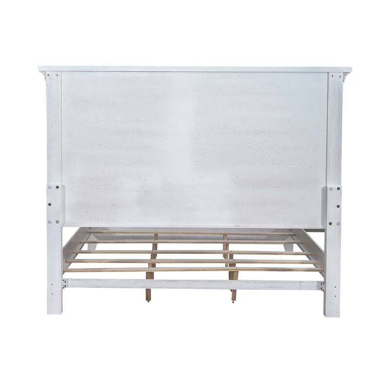 River Place Riverstone White & Tobacco Panel Bed, Dresser, Mirror, and Nightstand Set