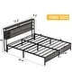 preview thumbnail 63 of 75, Bed Frame with Charging Station and RGB LED Lights, Sturdy Platform Bed with Storage Headboard,
