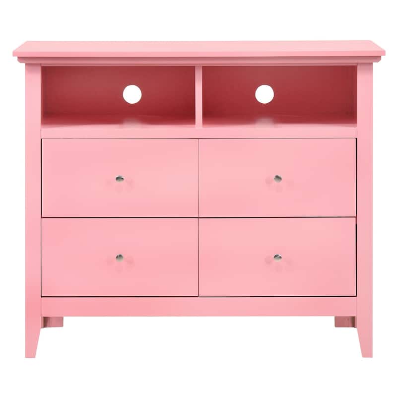 4-Drawer Wooden TV Media Chest - 42" - Pink