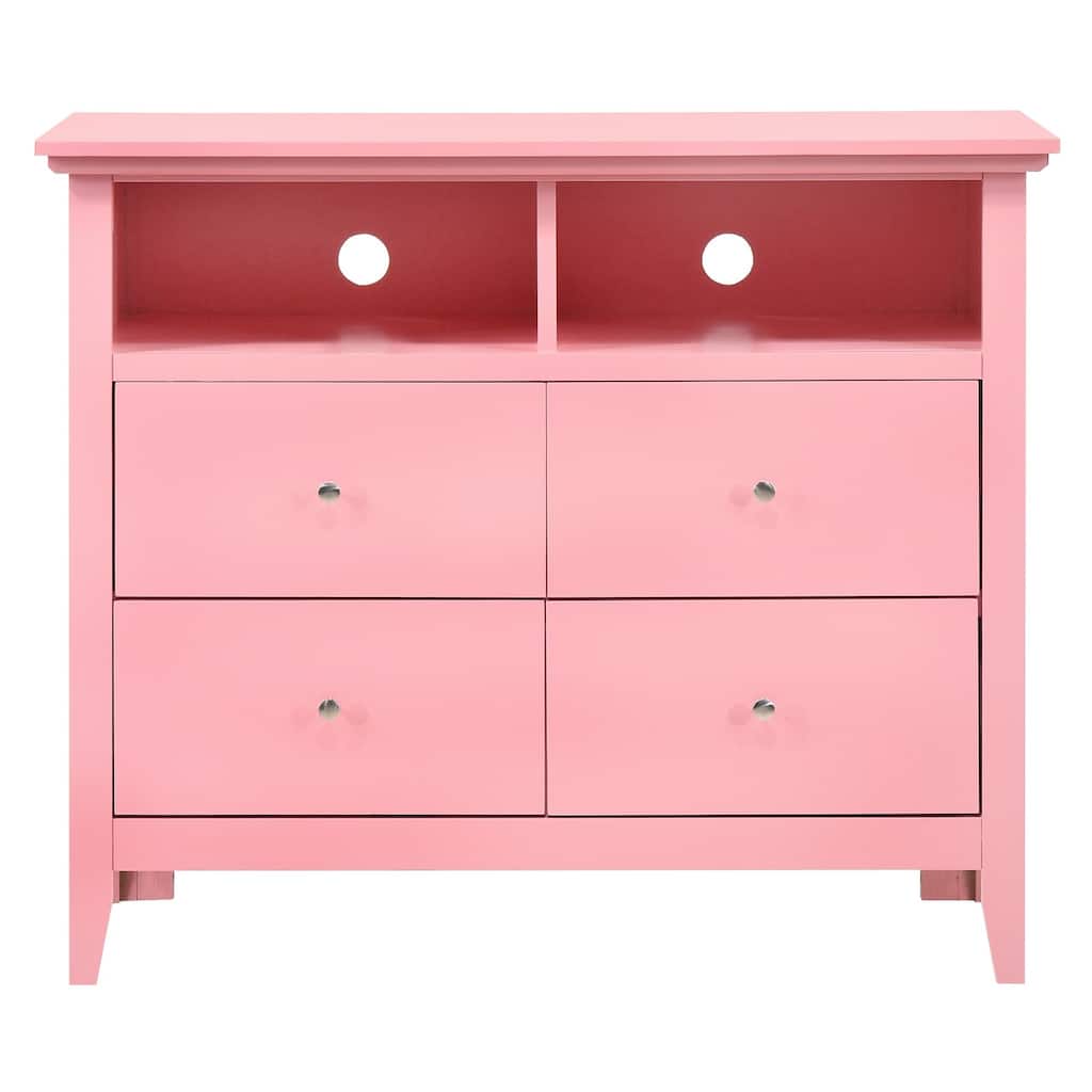 4-Drawer Wooden TV Media Chest - 42" - Pink