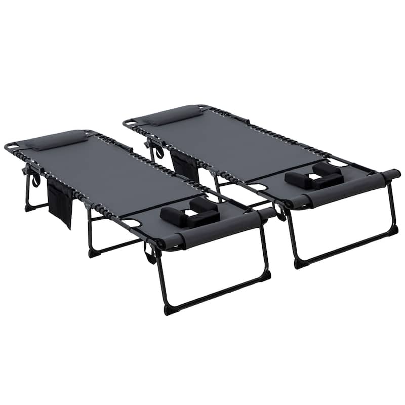 Outsunny 2 Piece Folding Chaise Lounge With 5-Level Reclining Back