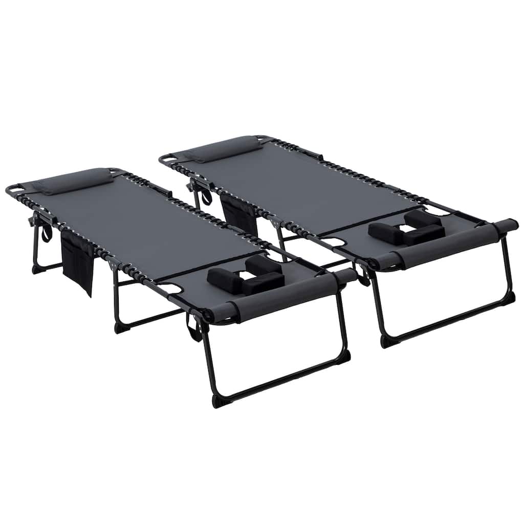 Outsunny 2 Piece Folding Chaise Lounge With 5-Level Reclining Back