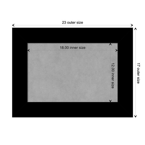 dimension image slide 16 of 17, Amanti Art Basic Black Framed Magnetic Board