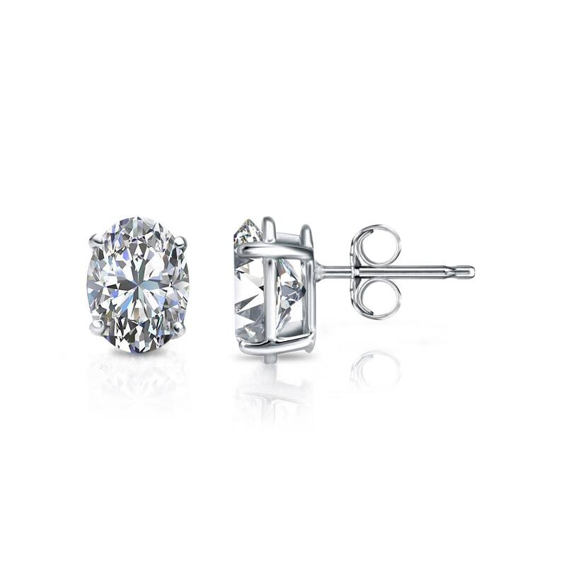 Auriya 1 1/2ctw Oval Diamond Stud Earrings 14k Gold (G-H, SI1-SI2) - White