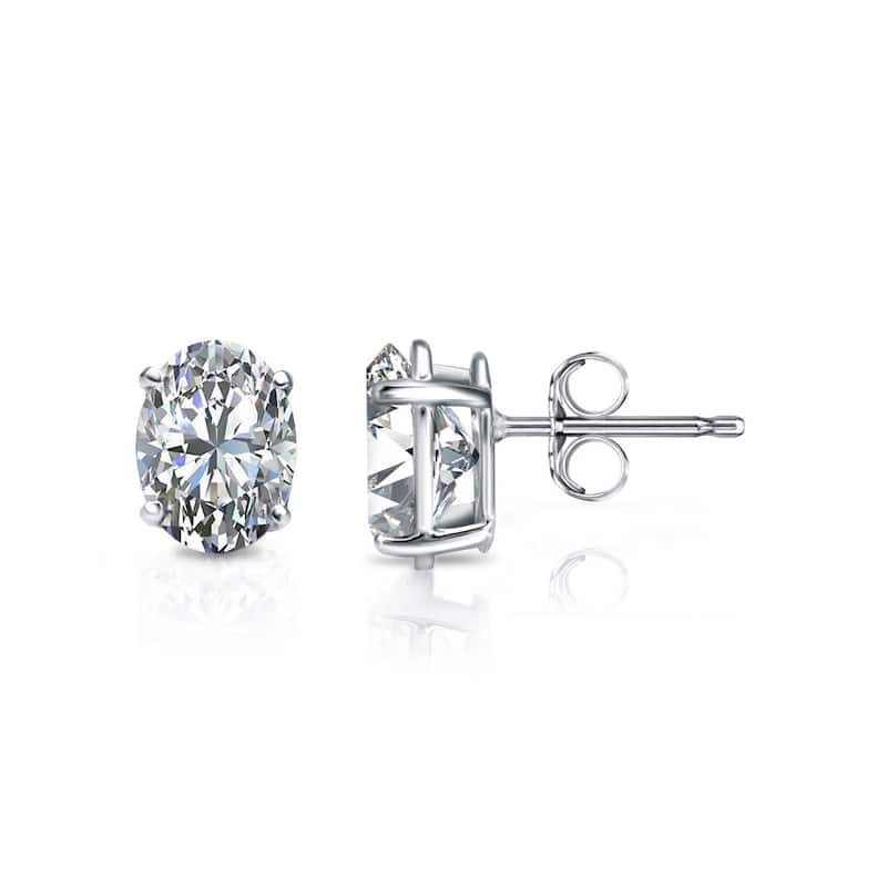 Auriya 14k Gold 2ctw Oval Diamond Stud Earrings Certified (G-H, VS1-VS2) - White
