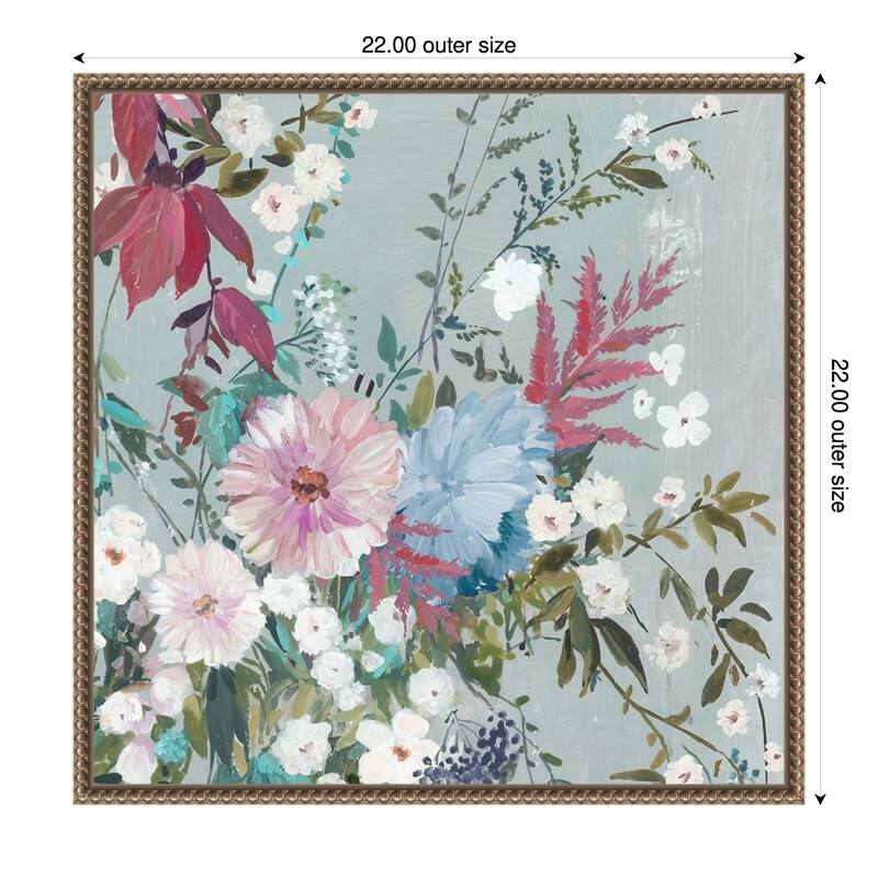 Floral Symphony in Soft Hues by PI Studio Framed Canvas Wall Art Print - 22 x 22 in
