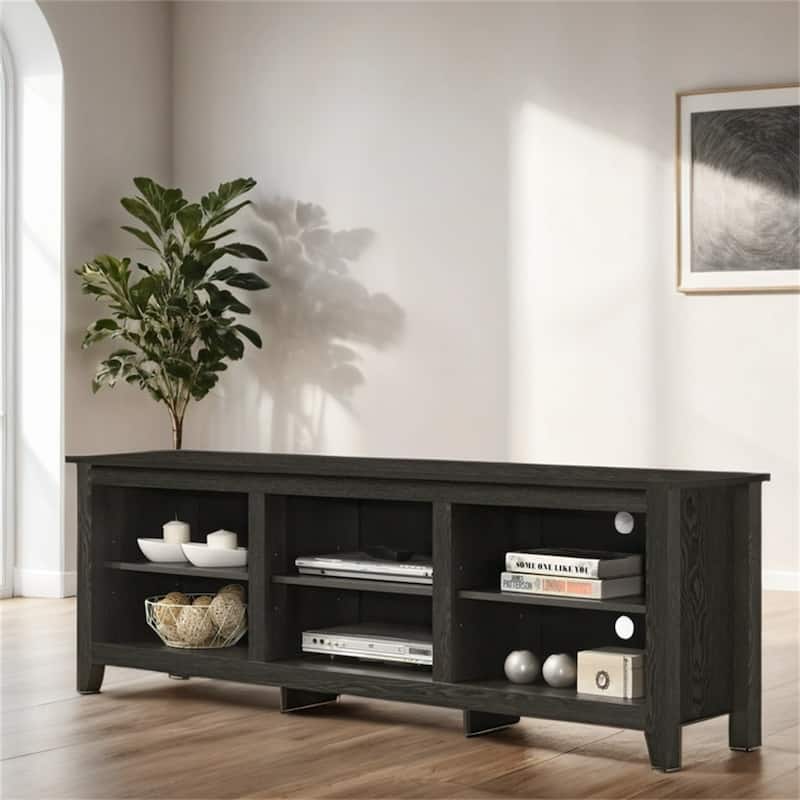 70" TV Stand with Open Shelves and Cable Management