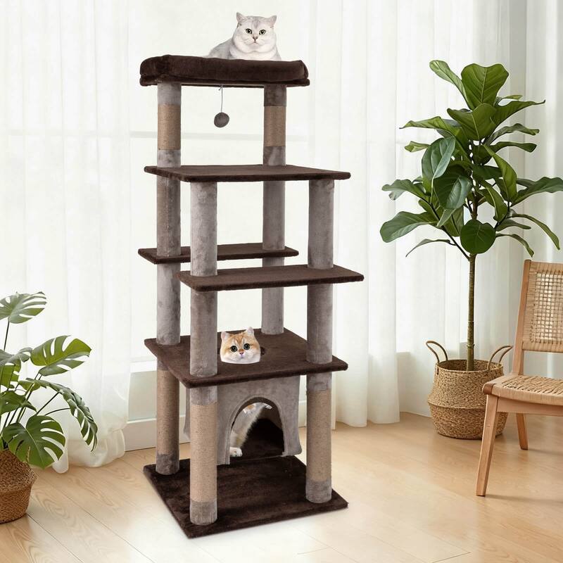 Costway Large Multi-level Cat Tree 58" Tall Cat Tower with Swaying - See Details