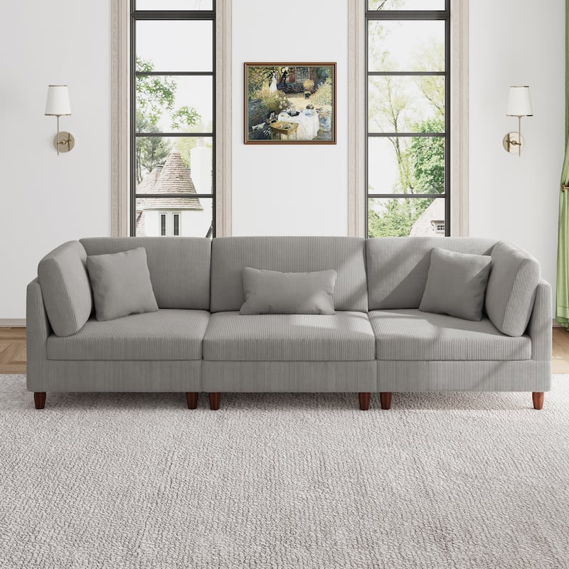 Modern Oversized Modular Corduroy Sectional Sofa Set