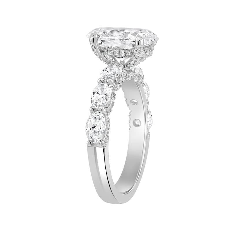 Auriya 14k Gold 6 3/5ctw Lab grown Oval Scalloped Hidden Halo Diamond Engagement Ring (F-G VS)