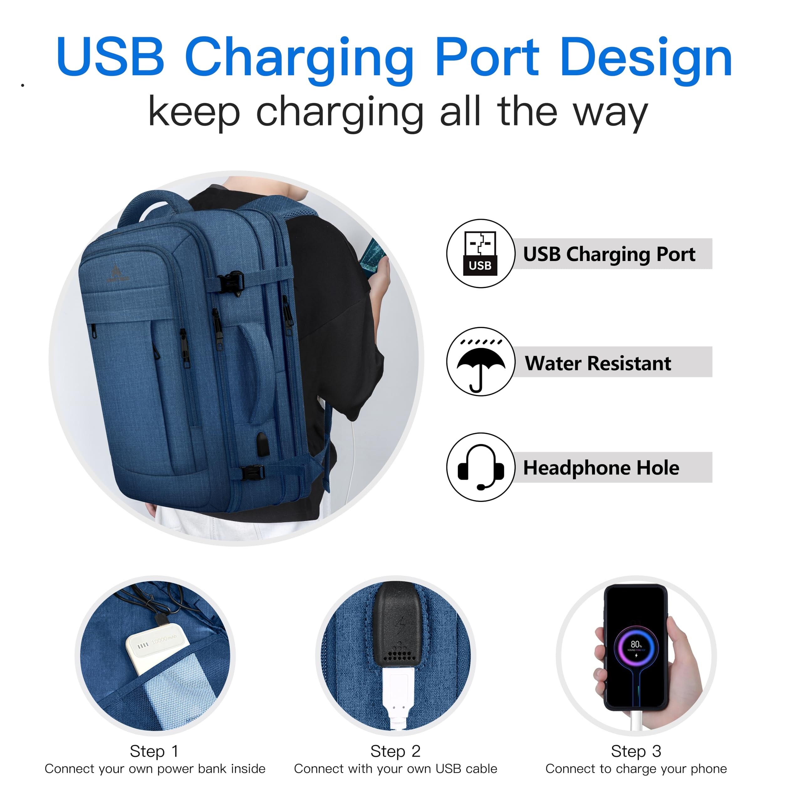 backpack detachable laptop bag Mancro Business Travel Backpack, Anti Theft Slim Laptop for Men padded shoulder straps with chest buckle Laptop Compartment Cabin Bag With