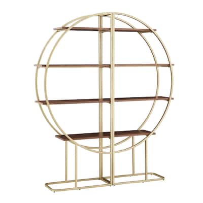 Diana Natural Finish Gold Metal Half Moon Bookcase by iNSPIRE Q Modern