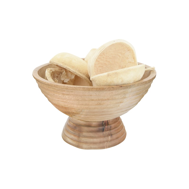 Round Mango Wood Footed Bowl