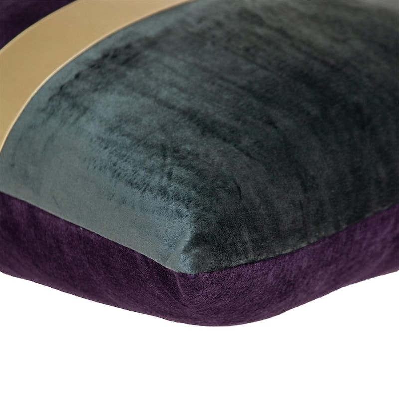 Dark Grey Gold and Purple Tufted Velvet Square Pillow