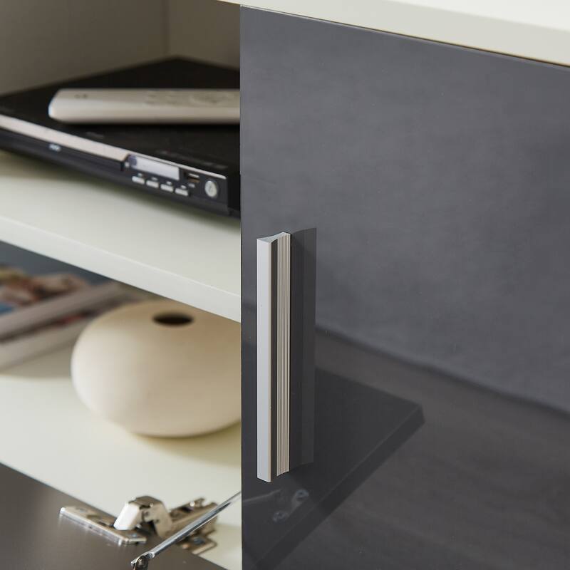 Contemporary TV Console with Remote-Controlled LED Lighting, Holds 65-Inch TVs, Ample Storage & Sturdy Build.