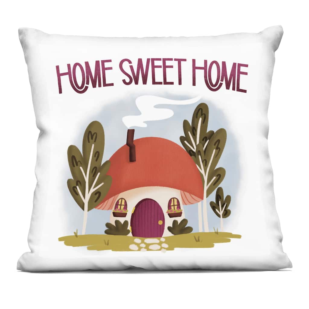 Stupell Sweet Home Mushroom Cottage Decorative Printed Throw Pillow Design by Sarah Hickman