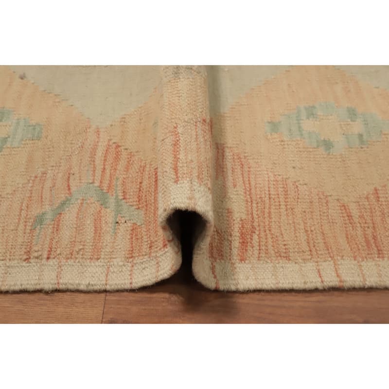 Hand Woven Oriental 100% Wool Carpet Southwestern Tribal Multi-Colored Kilim Runner Rug - 9' 8'' X 2' 8''