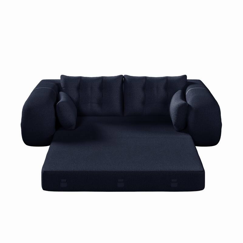 78.7" Multi-Functional Foldable Sofa Bed, 3-in-1 Teddy Fabric Foam Sleeper Couch for Relaxation and Seating