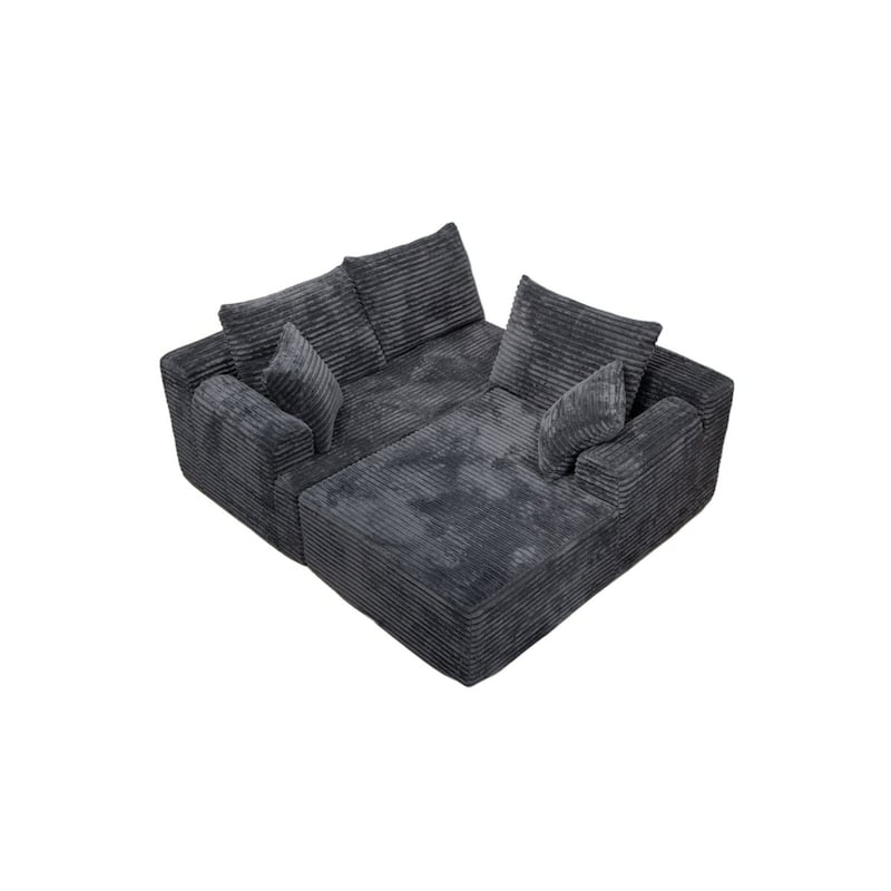 95.2" Modern L-Shaped Corduroy Sectional Sofa, No Assembly Reqired