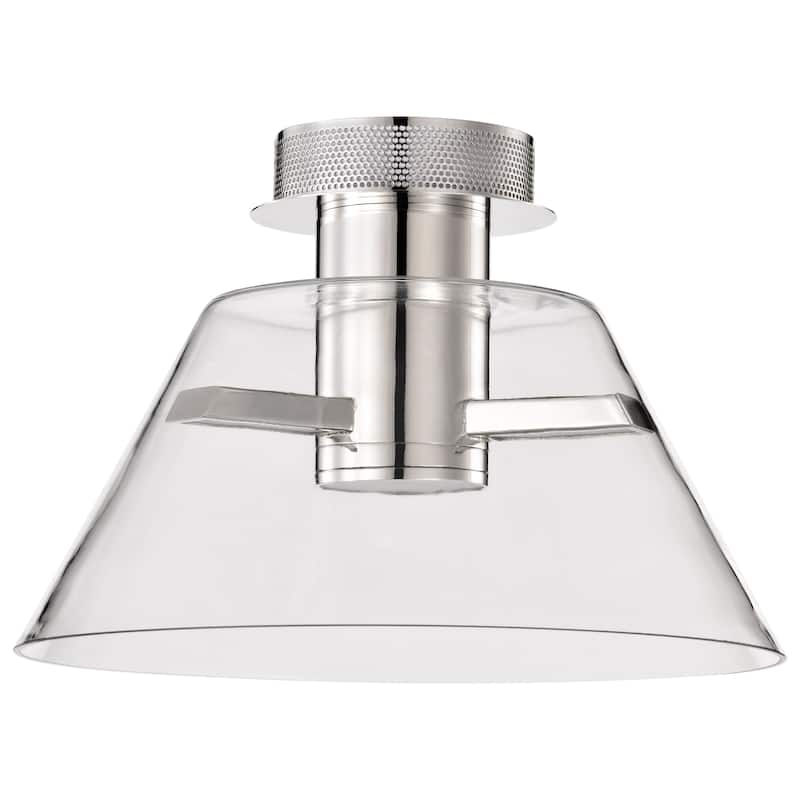 Edmond - 14 Inch LED Semi Flush - Polished Nickel with Clear Glass - Polished Nickel