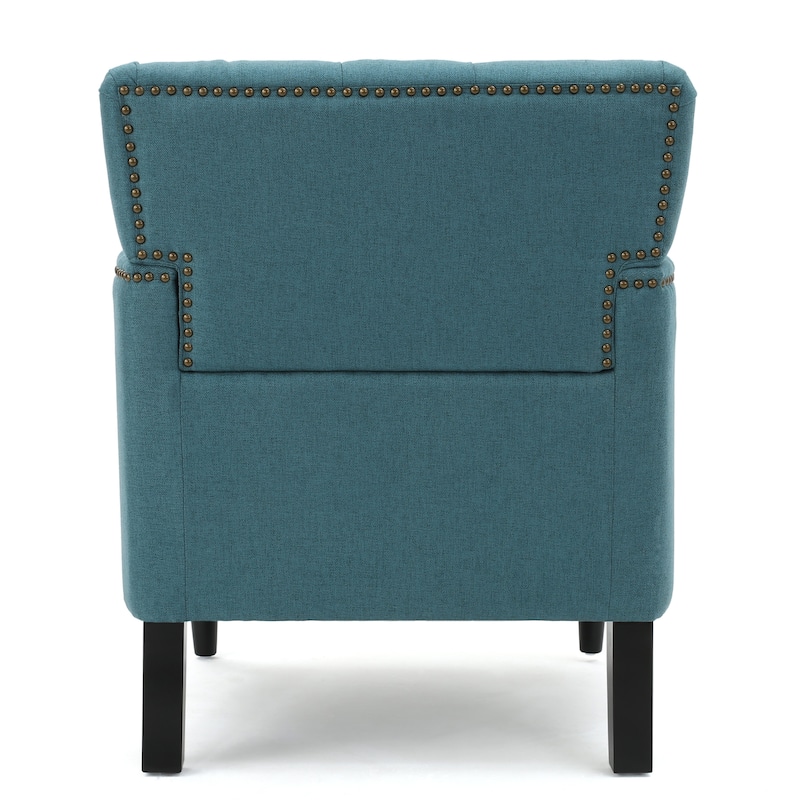 Modern Tufted Back Fabric Accent Chair with Wood Legs