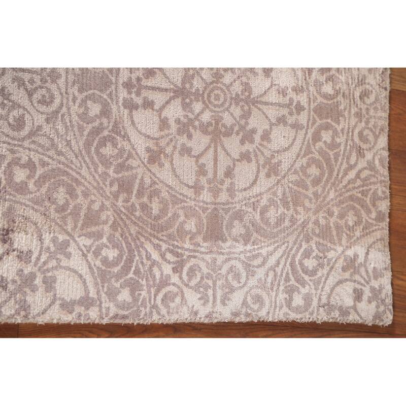 Beige Geometric Modern Oriental Accent Rug Handmade Wool Carpet - 2'1"x 3'9"