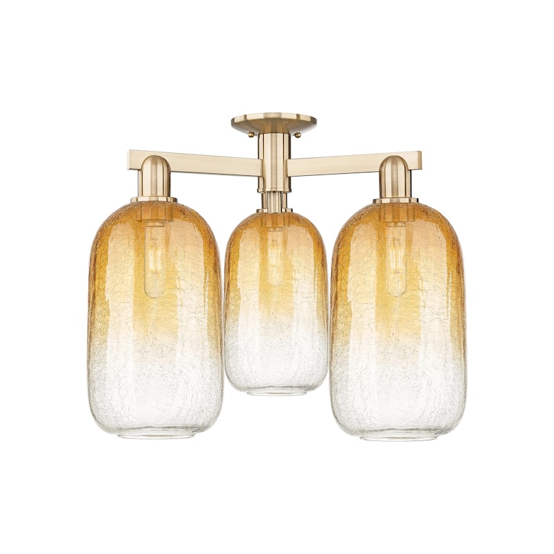 Innovations Lighting 716-3F-17-25 Brookhaven Cloche Semi-Flush - Champagne Bronze / Amber