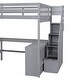 preview thumbnail 17 of 16, Full Size Loft Bed with Built-in L-Shaped Desk, Storage Shelves, and Storage Staircase