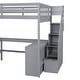 preview thumbnail 17 of 16, Gray Full Size Pine Wood Loft Bed with Built-in L-Shaped Desk and Three-Tier Storage Shelves, and Attached Storage Staircase