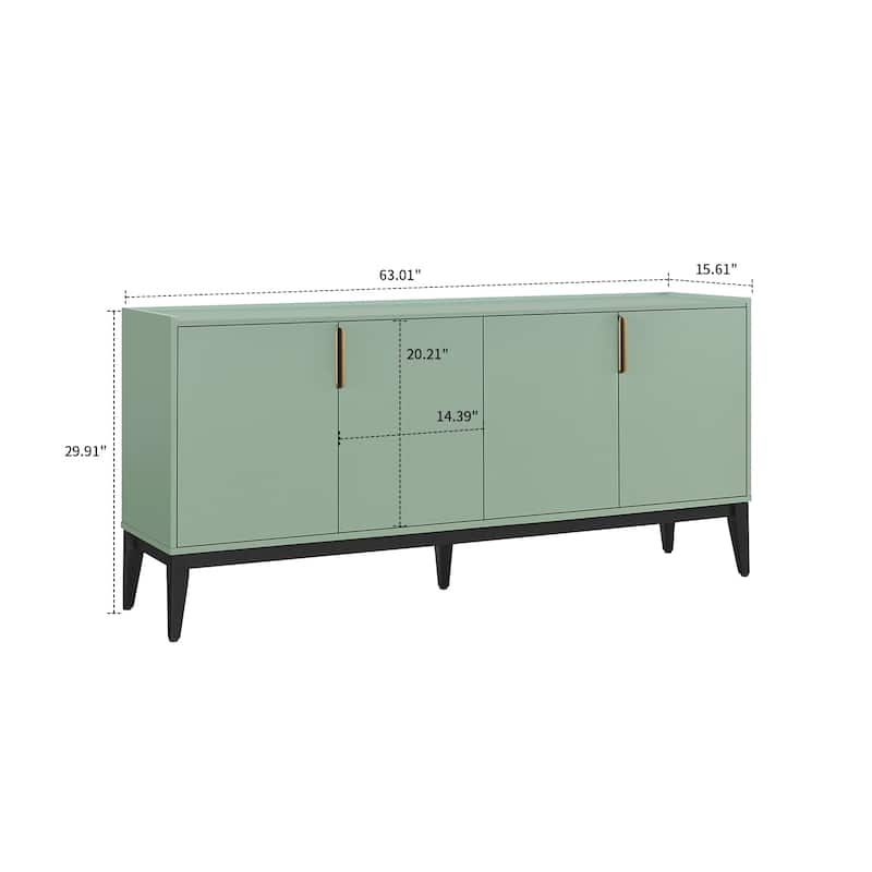 Classic Wooden Sideboard with Solid Rubberwood Legs