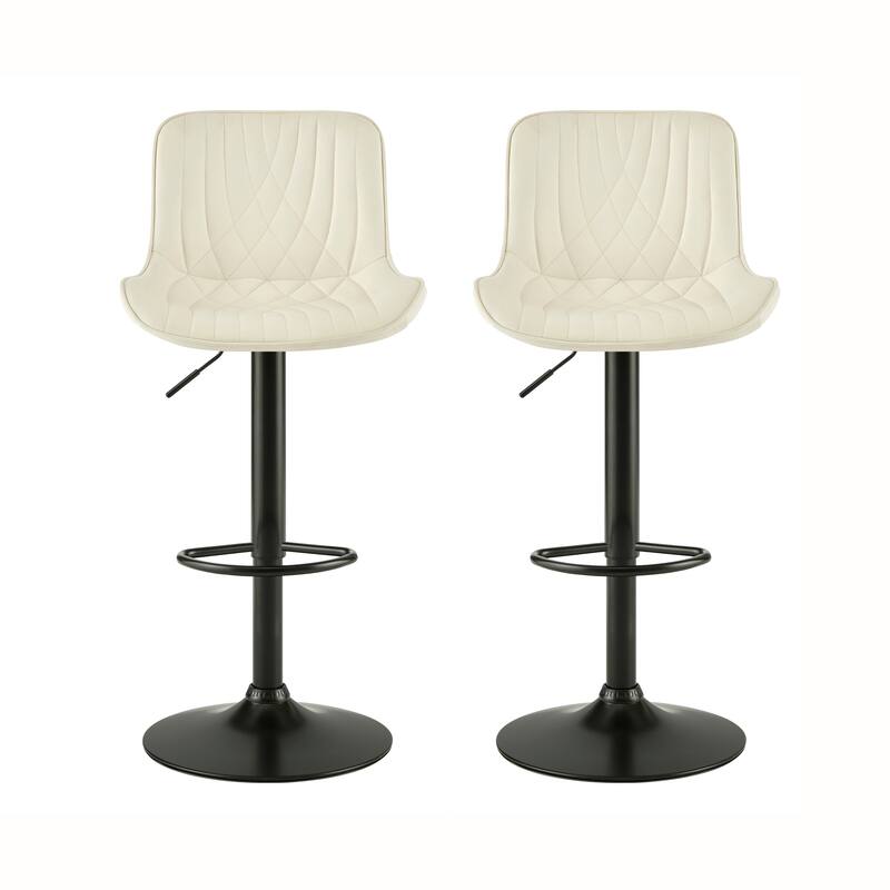Roundhill Furniture Kovyn Contemporary Adjustable Barstool with Faux Leather Swivel Seats, Set of 2