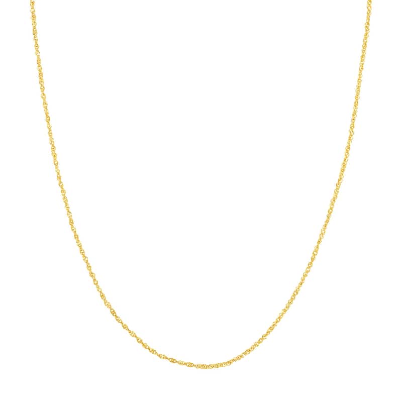 Curata 14k Yellow Gold 1.5mm Diamond Singapore Chain Necklace (Lobster)
