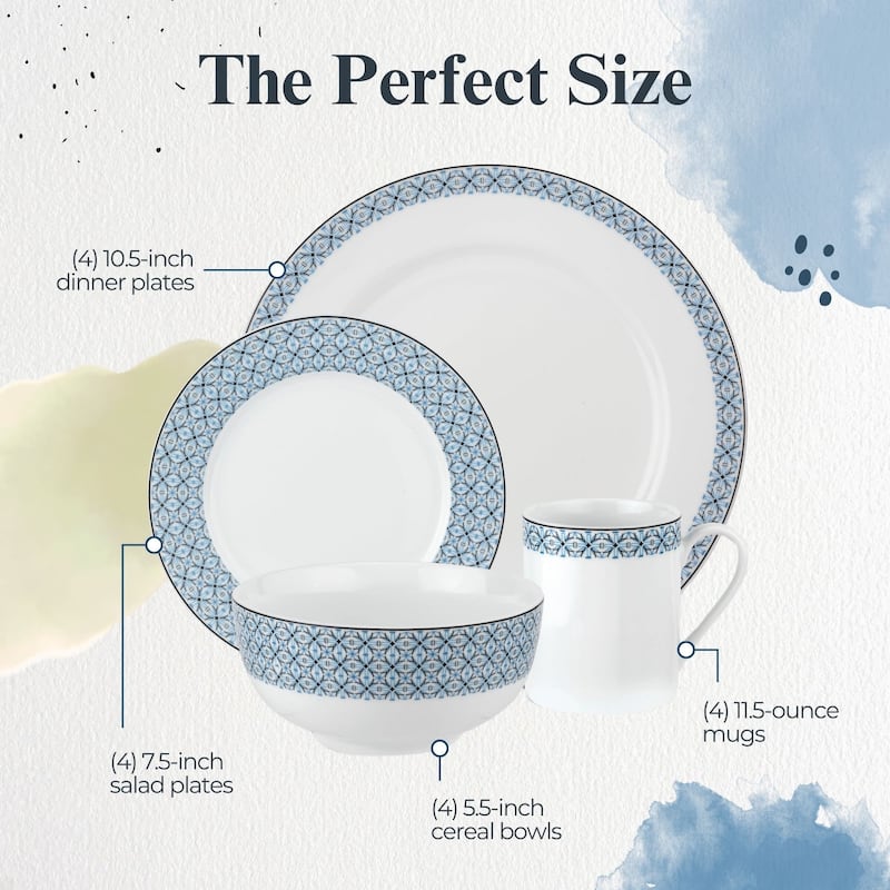 Portmeirion Home Mallorca 16 Piece Porcelain Dinnerware Set