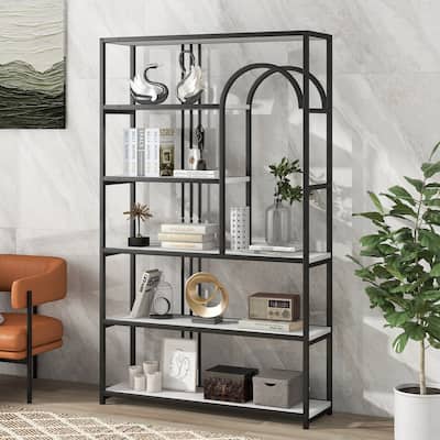 70.9 Inch Large Open Bookshelf, Home Office Bookcase